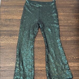 Green sequin 🪩 flare leg pants